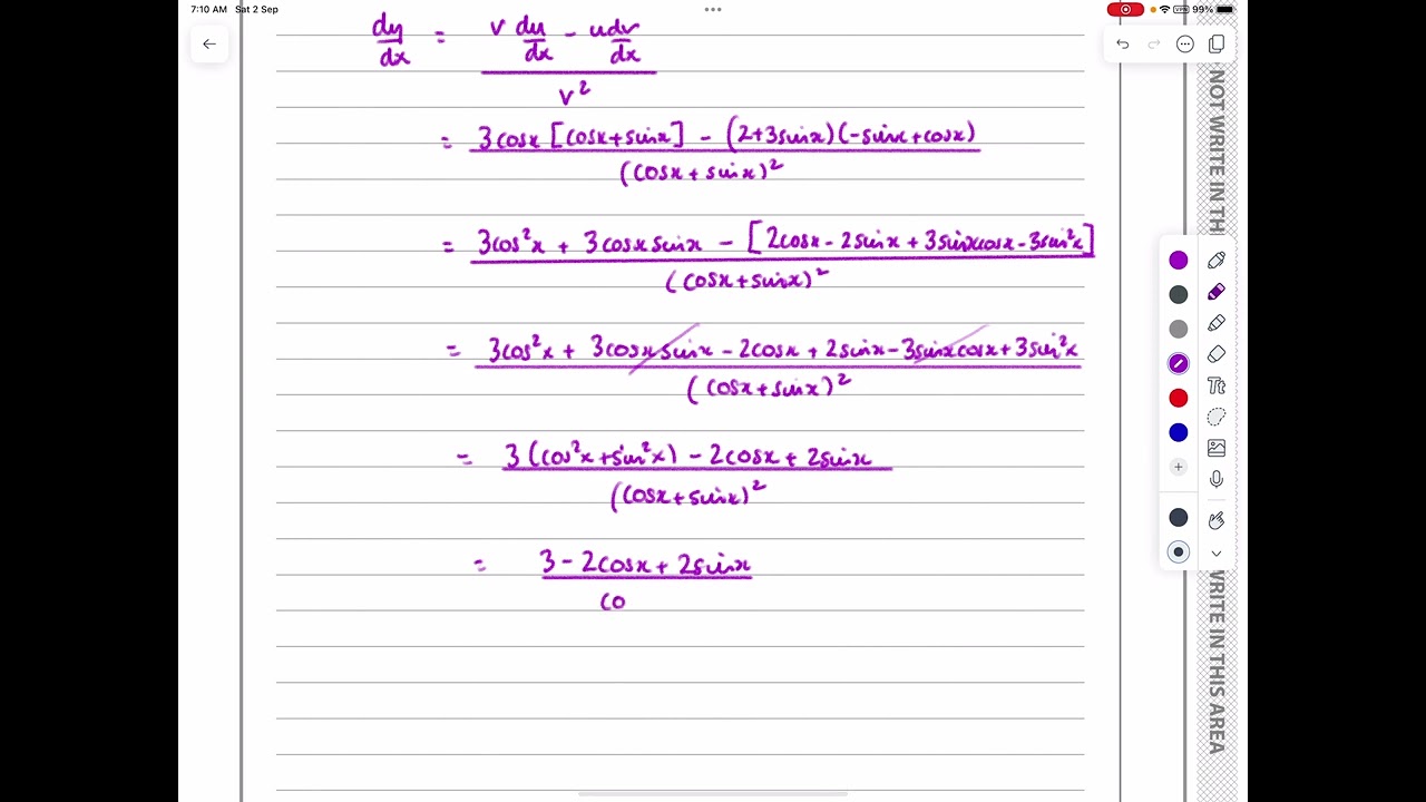 IAL, Edexcel, октябрь 2022 г., P3, Q6, Дифференциация, Правило частного, Чистый, Ник Питерс, WMA1...