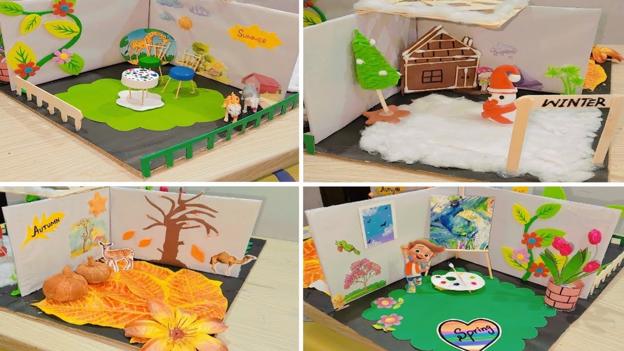 Seasons model for School project | How to make Seasons model | 3d model of four seasons