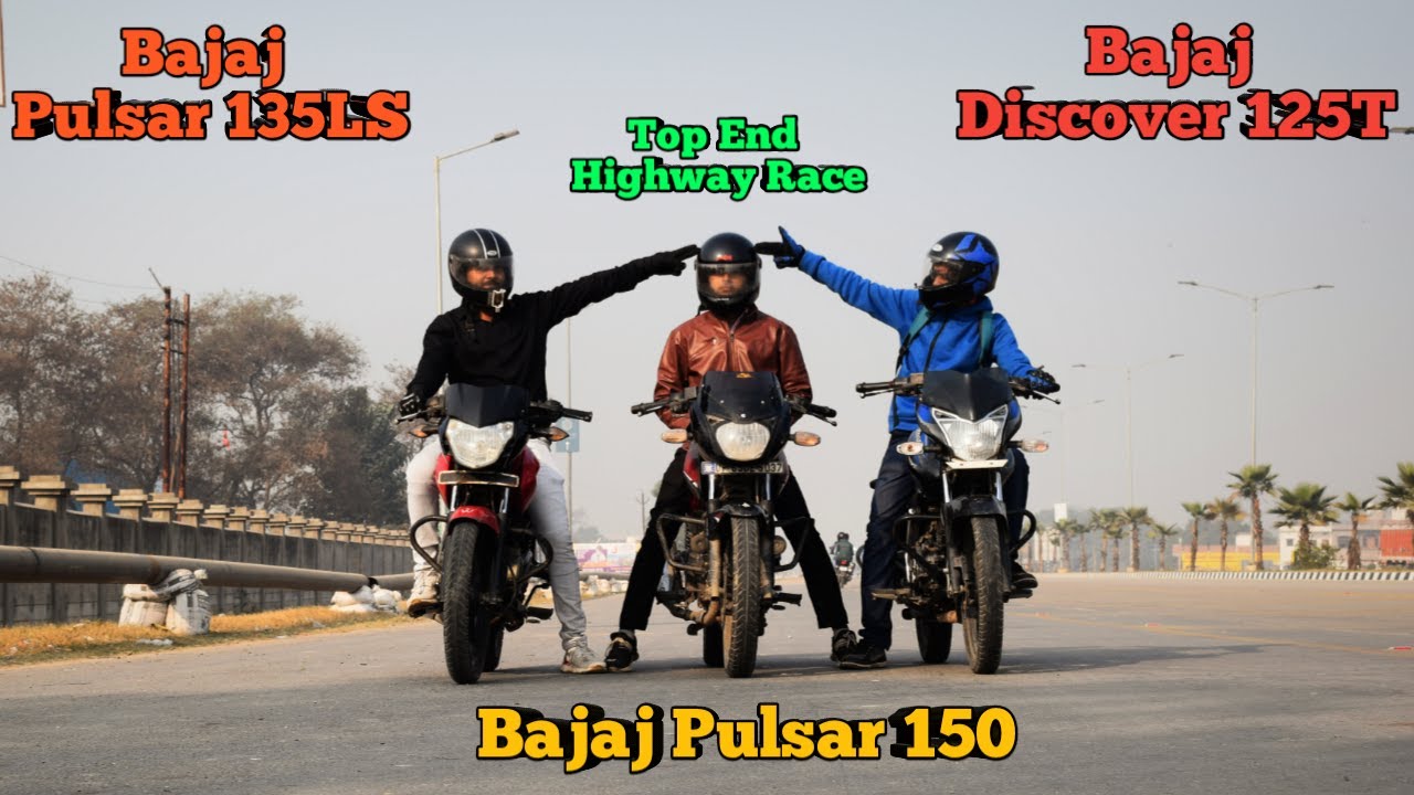 Bajaj Pulsar 135 LS Vs Bajaj Pulsar 150 Vs Bajaj Discover 125T Top END |  Drag Race | UP65 Racers