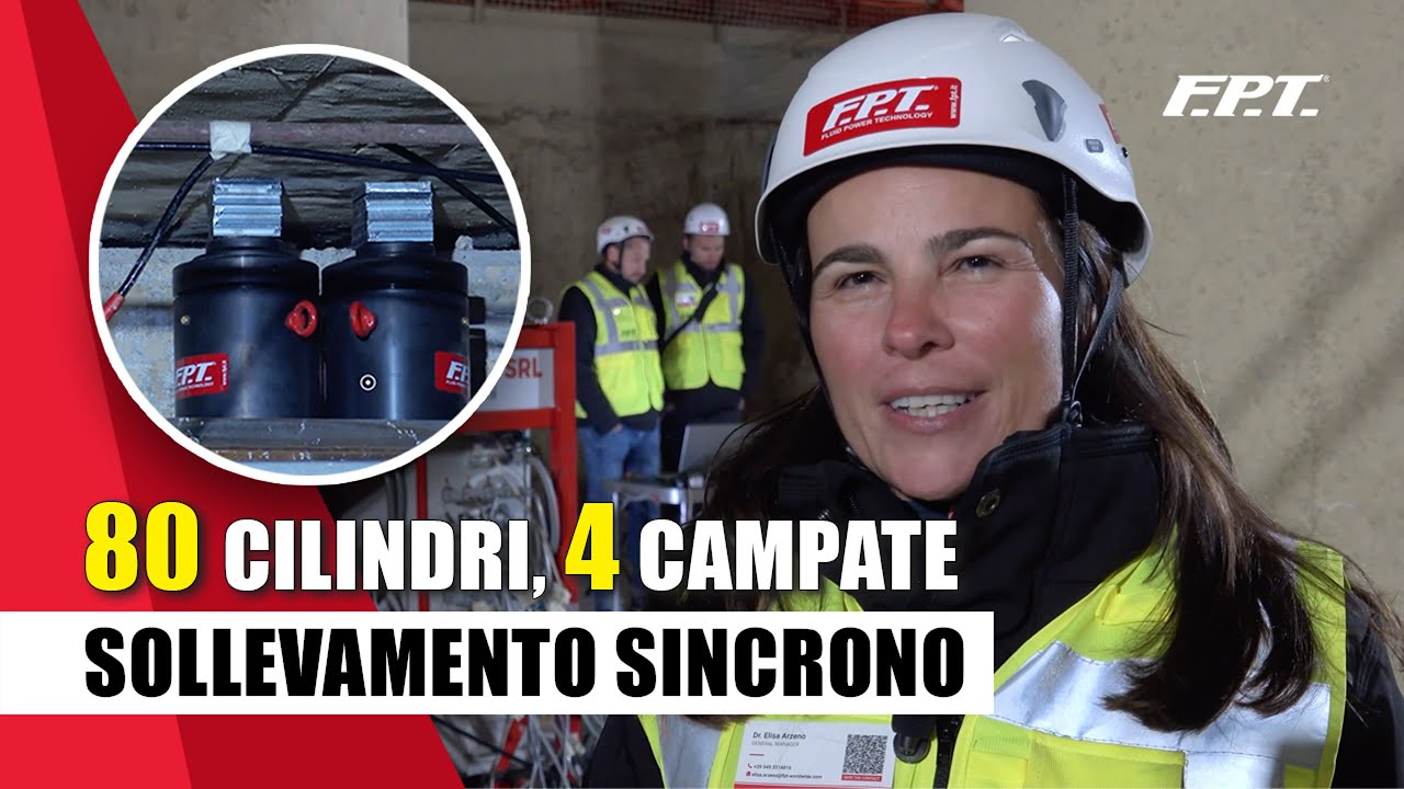 Sistema di sollevamento sincrono 80 cilindri idraulici e 4 campate sollevate simultaneamente