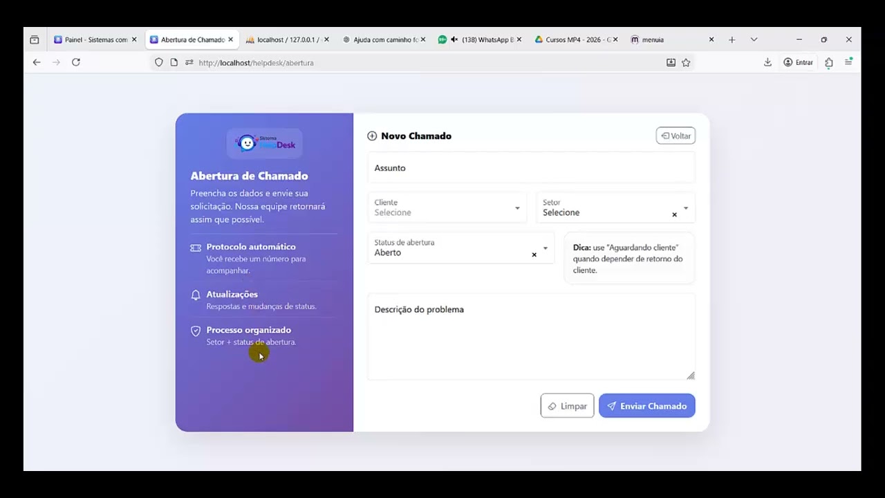 Desenvolvendo Sistemas com IA - Aula 49 - Campos para abrir chamado - Módulo 07