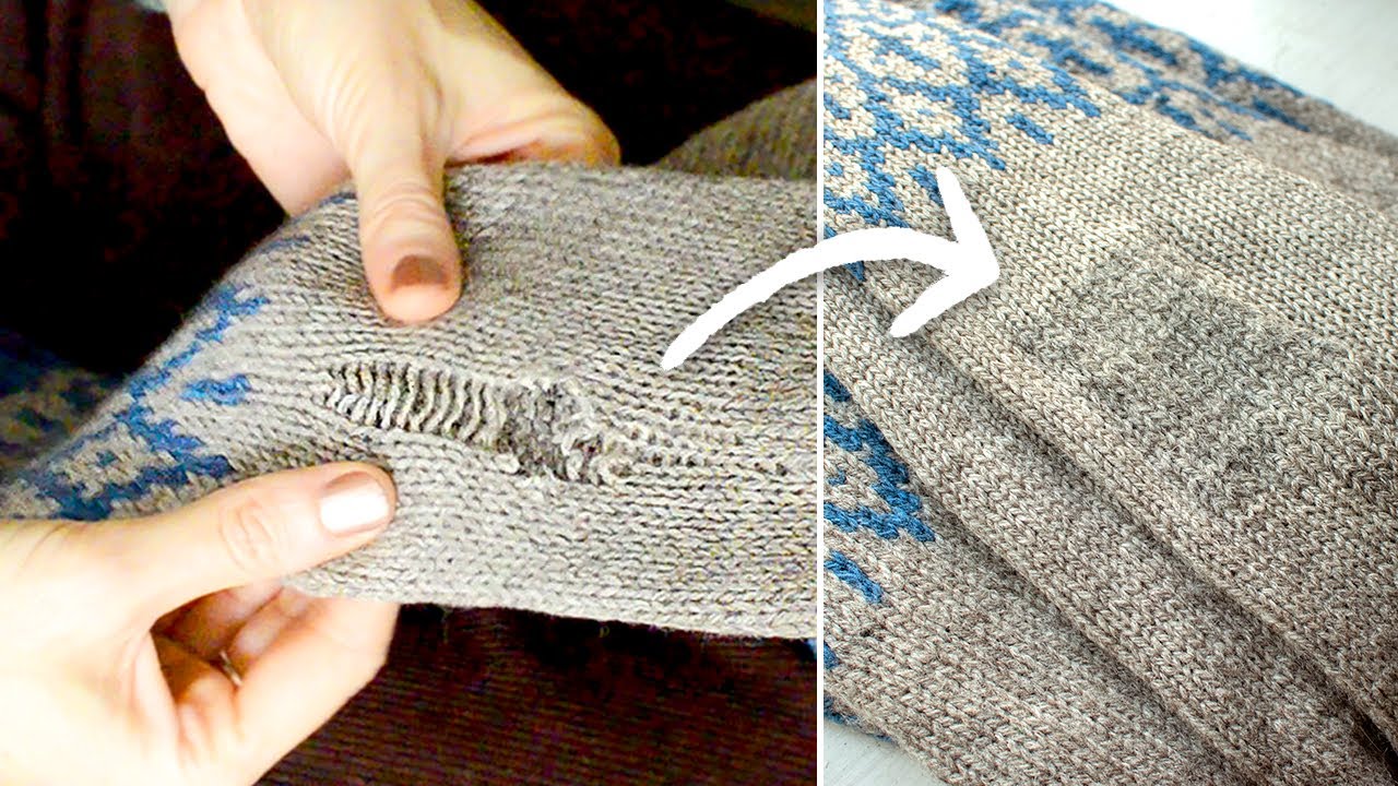 How to mend knitwear – Swiss darning a worn-out elbow