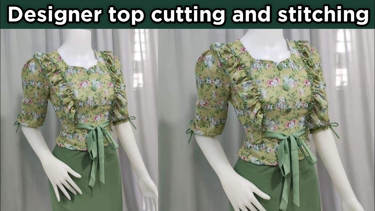 Designer side frill top cutting and stitching very easy method/designer top cutting and stitching