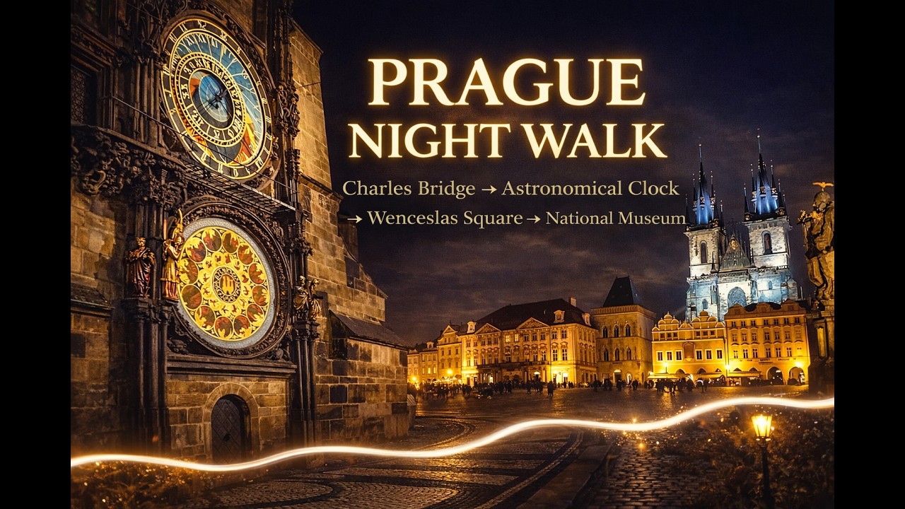 PRAGUE Night Walk 2026🇨🇿 Charles Bridge to Astronomical Clock & Wenceslas Square |Prague at Night 4K