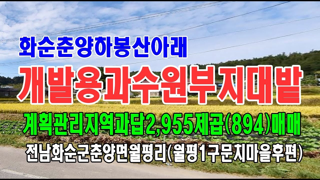 🏕21-23[전남화순군토지][춘양면월평리땅]🏞월평1구문치마을,개천사입구,계획관리지역답.과수대밭(894py)매매~