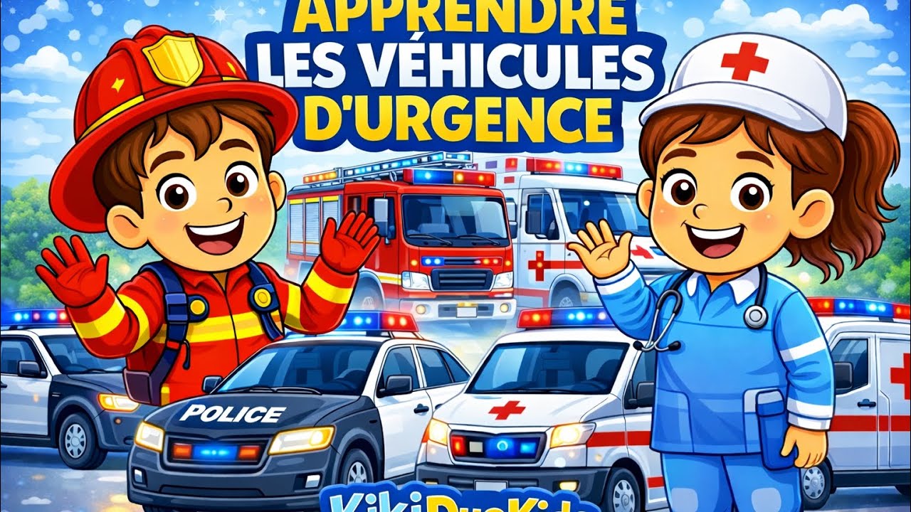 🚒🚑🚓🚁 apprendre les véhicules de secours Vidéo pour enfants 