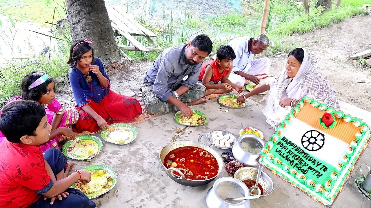celebration HAPPY BIRTHDAY POPI KITCHEN বাঁশকাঠি চালের ভাত,খাসির মাংস,চাটনি,পায়েস,মিষ্টি