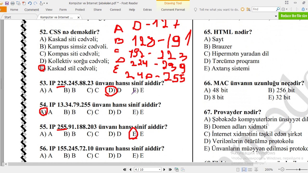 İNFORMATİKA- Şəbəkə Test İzahları (Magistratura, Dövlət Qulluğu, MİQ)-Orxan Məmmədov