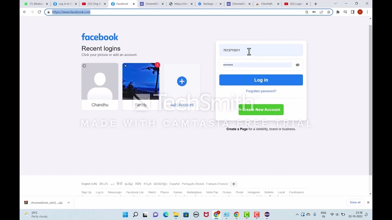 Login Facebook page by using java with selenium