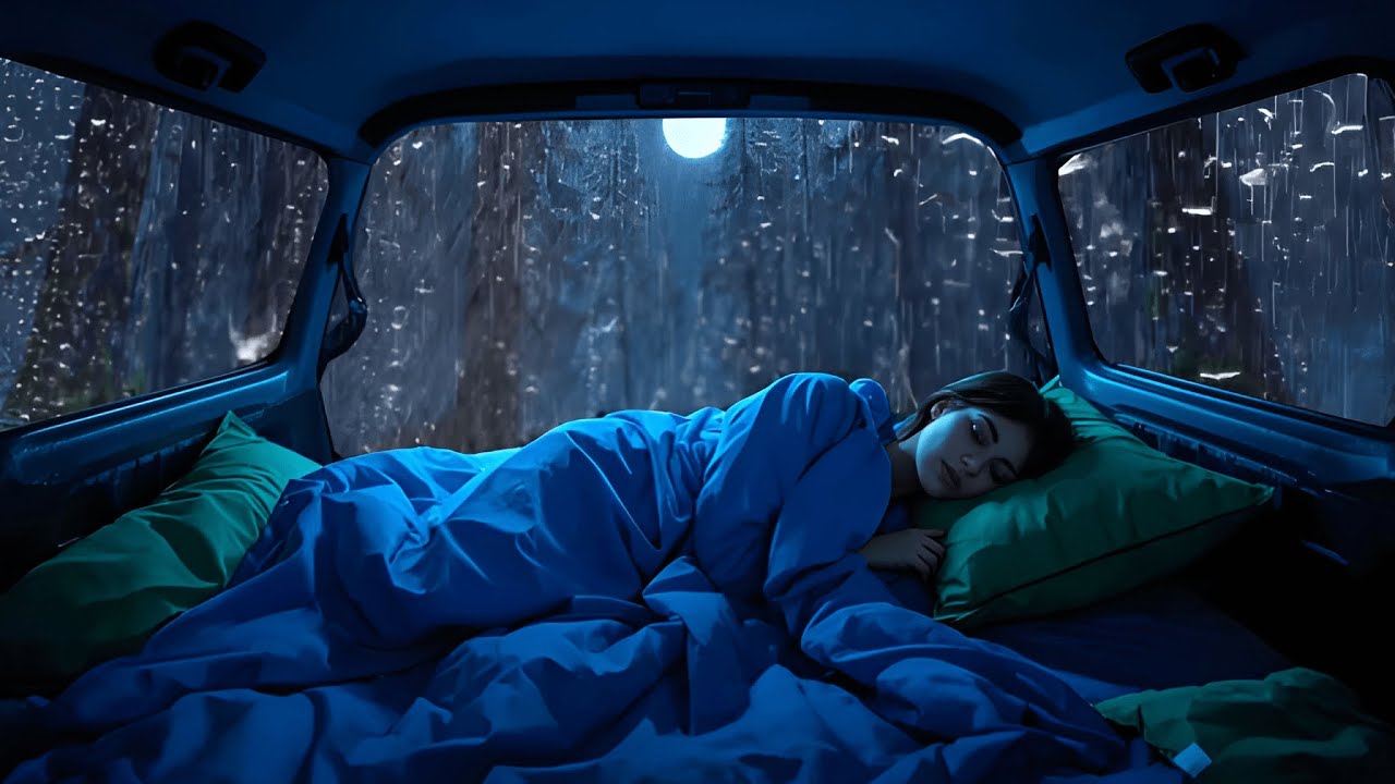 Rain Sounds for Sleeping ⚡ Rain & Thunder on Cozy Car for Fast Sleep and Better Sleep Quality