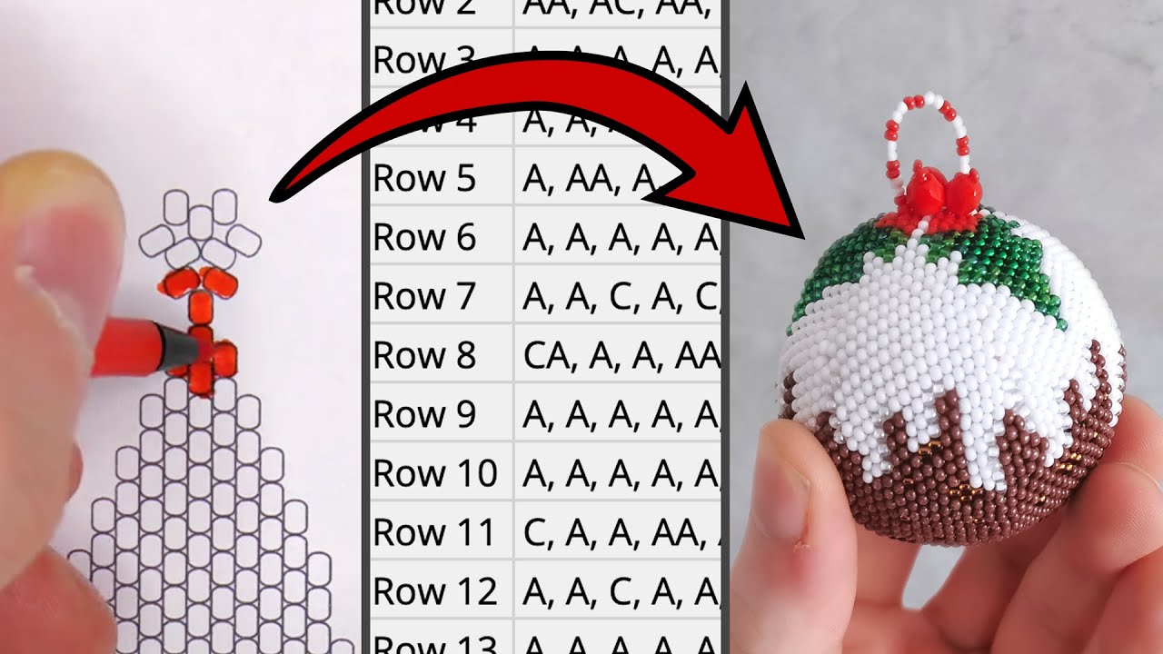 Design Your OWN Beaded Christmas Bauble! Blank Template to Finished Ornament