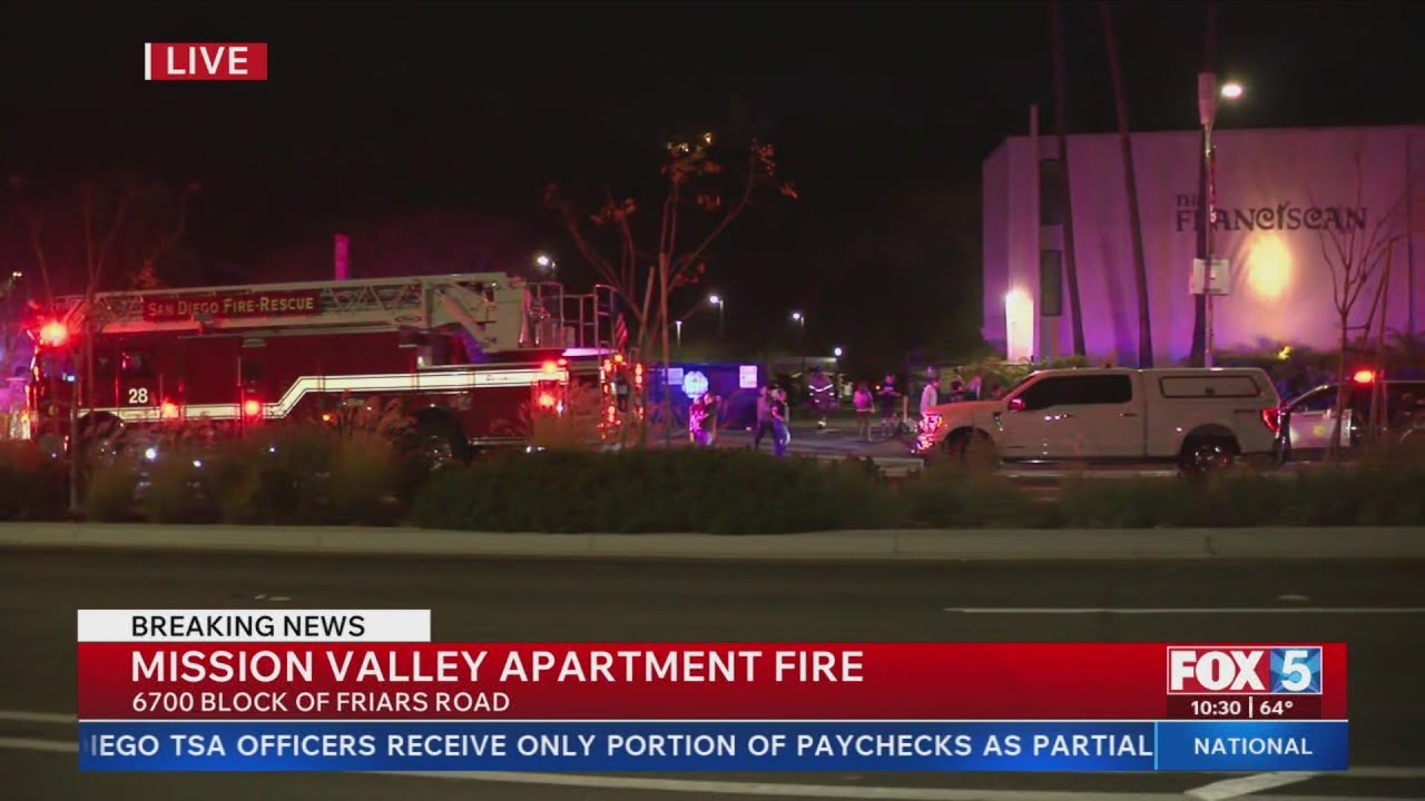 Crews knock down Mission Valley apartment fire