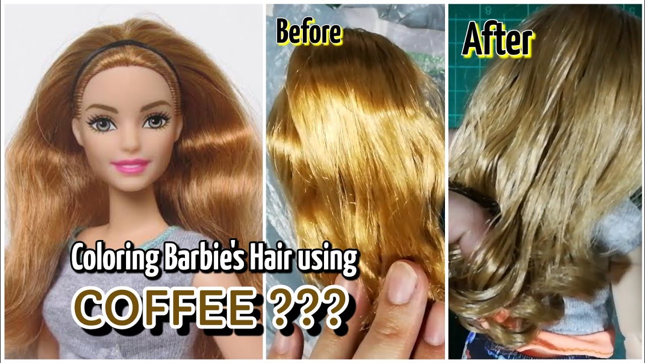 DIY Barbie Hair Color | How to color Barbie's Hair using COFFEE