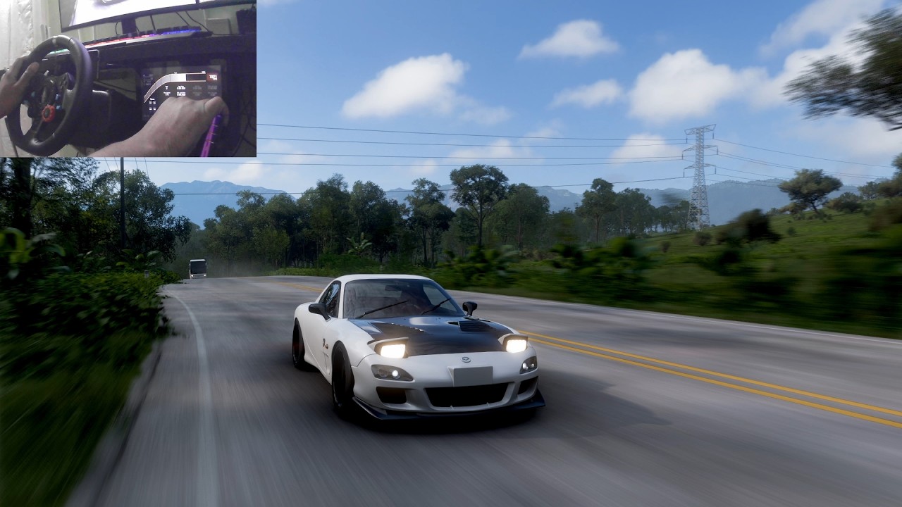 Mazda RX-7 REALISTIC Rotary Engine Sound Mod! | Forza Horizon 5 Logitech G29 Wheel Cam