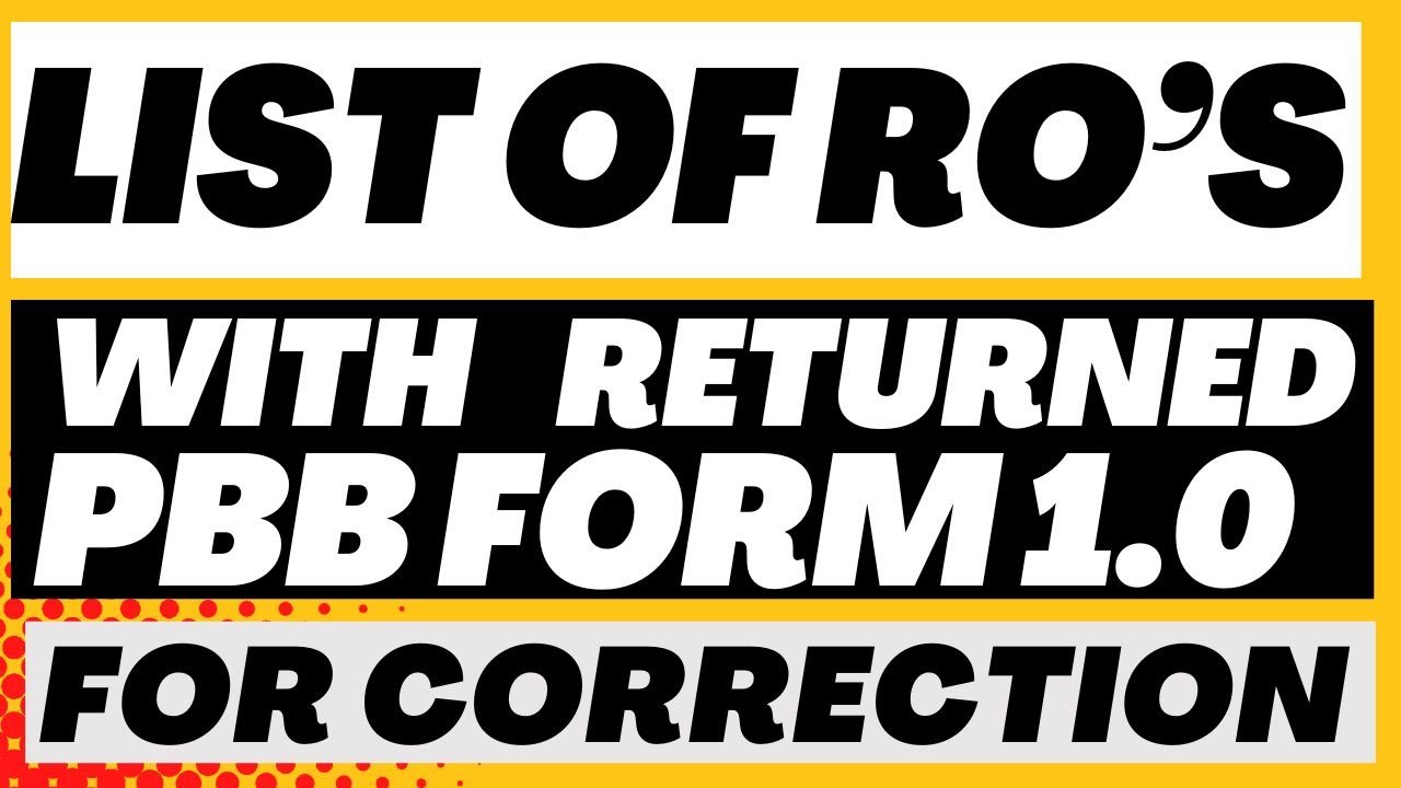 LIST OF REGIONS WITH RETURNED PBB 2023 FORM 1.0 FOR CORRECTION