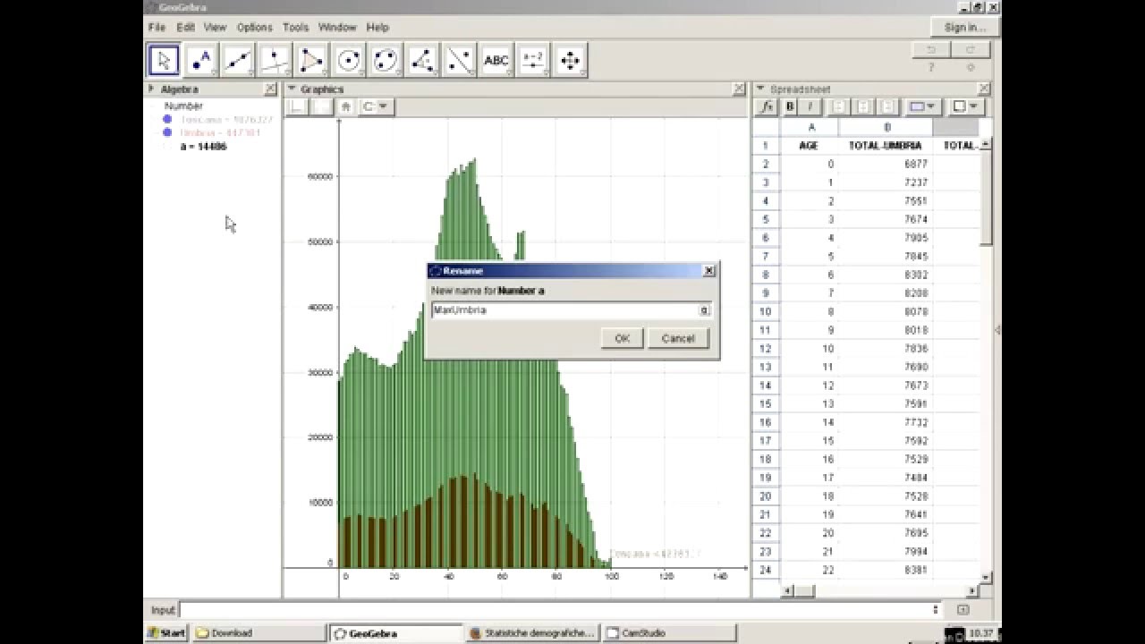 GeoGebra BarCharts - SpreadSheet - Statistics - .Csv Import - Web Import - DataSet Query