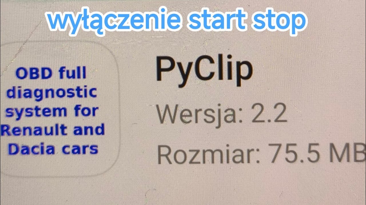 Jak wyłączyć system start/stop w renault dacia programem PyClip