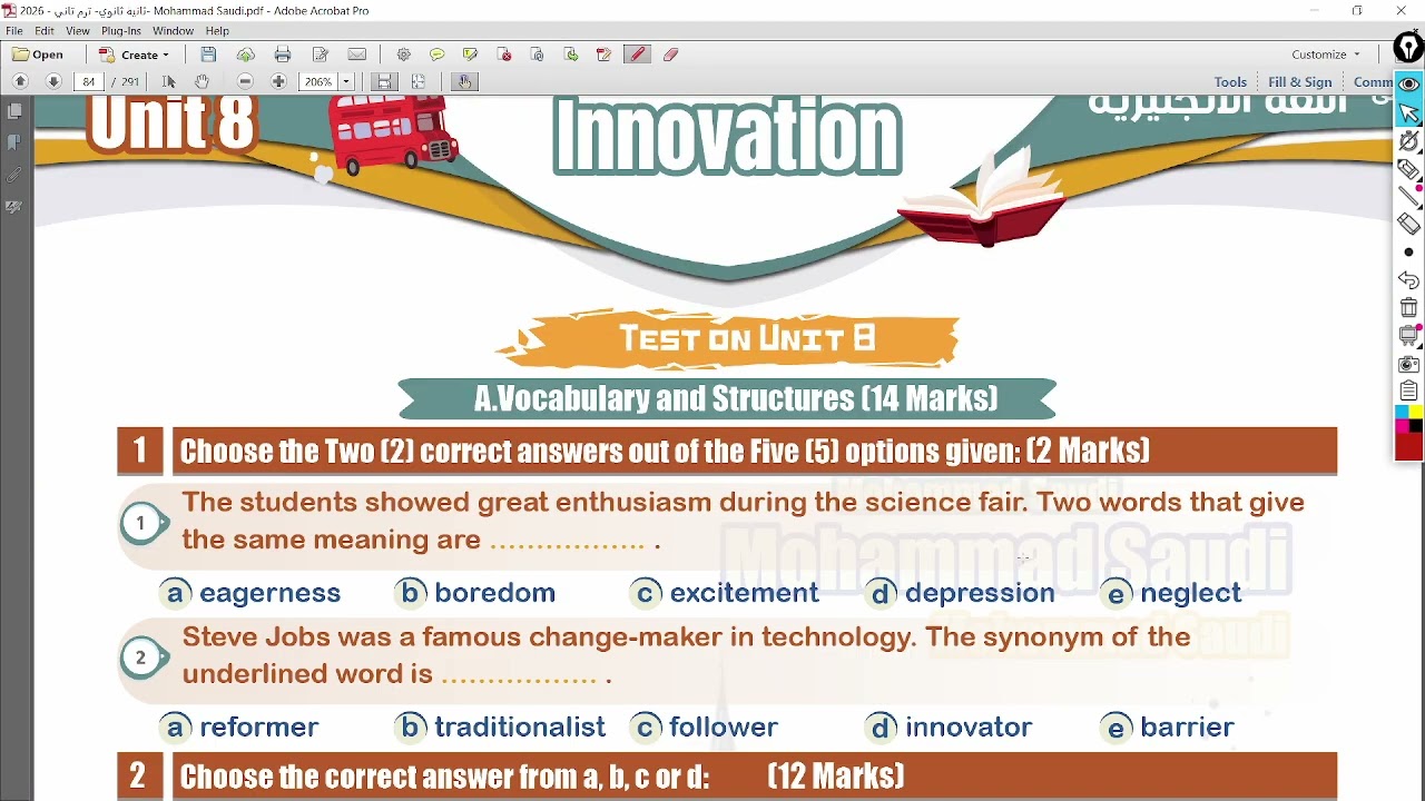 2nd Year Unit 8 Skills & Test 8 Pages 79 --87