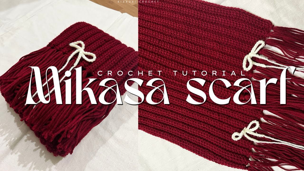 Mikasa scarf tutorial🧣 || crochet scarf 𓏲 ࣪₊♡𓂃                            