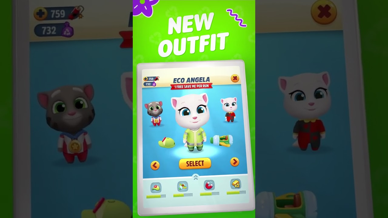 Eco Angela is a dream!! Collect trash in Talking Tom Gold Run and unlock her no00000000ow! #talking