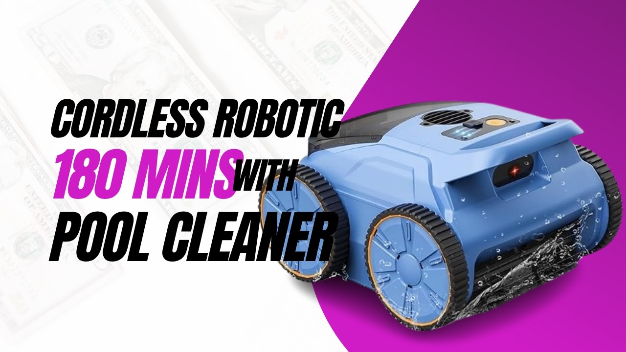 Cordless Robotic Pool Cleaner &ndash; 180 Min Runtime, Wall-Climbing Automatic Pool Vacuum
