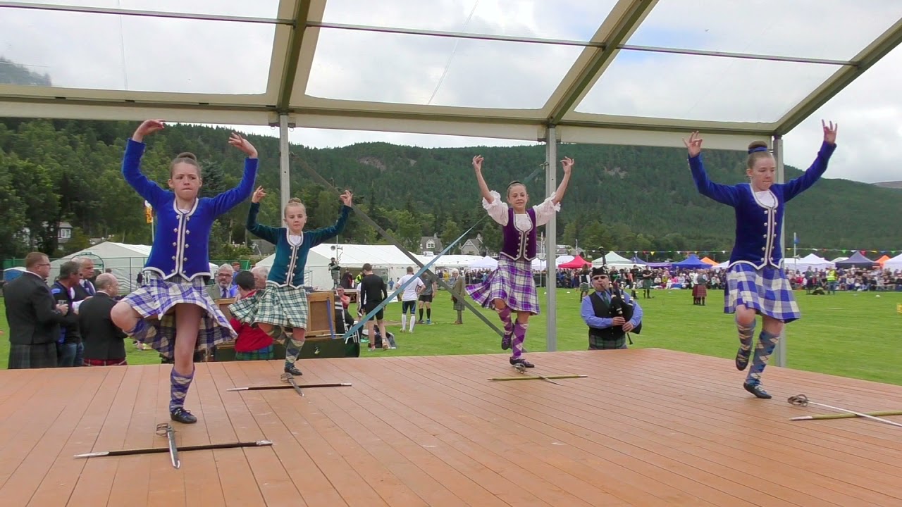 Scottish Sword Dance competition during Ballater Highland Games 2019 in Aberdeenshire, Scotland