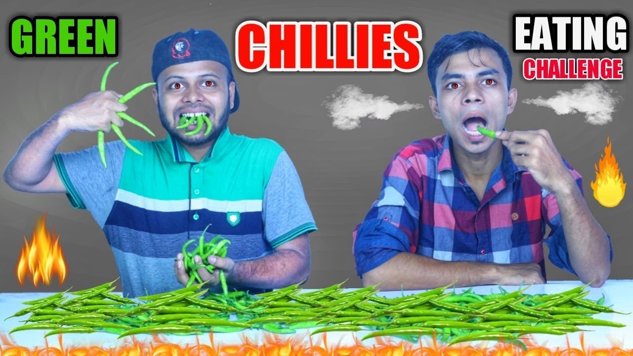 World's Hottest Green Chilli Eating Challenge | Unique Green Chillies Eating Competition