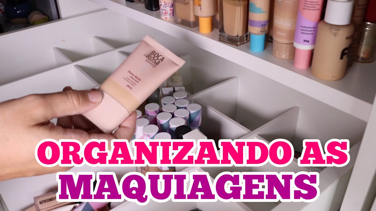 ORGANIZANDO A COLEÇÃO DE MAQUIAGEM * Gaveta de Bases, Pós, Corretivos, Primers e Brumas