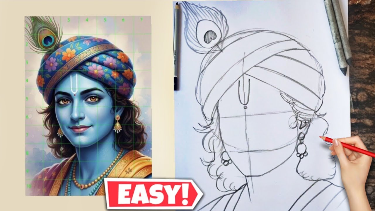 How to draw Lord Krishna drawing | Easy Lord Krishna drawing