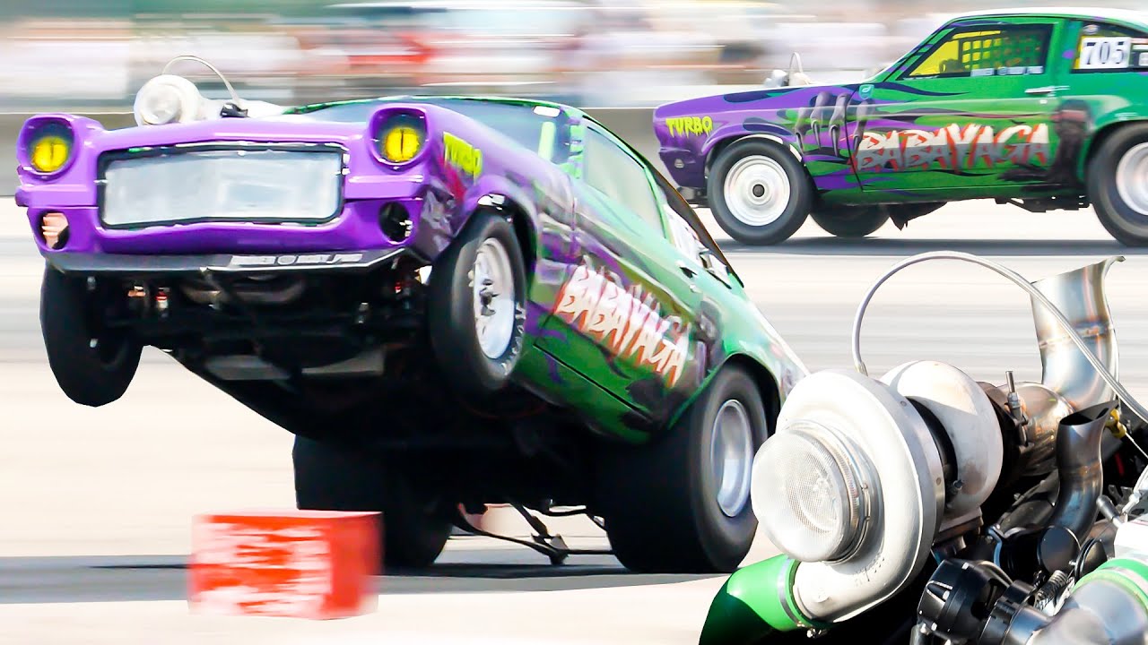 CRAZY Car Wheelies - 1100HP Turbo Engine Chevy Vega 5.3L V8