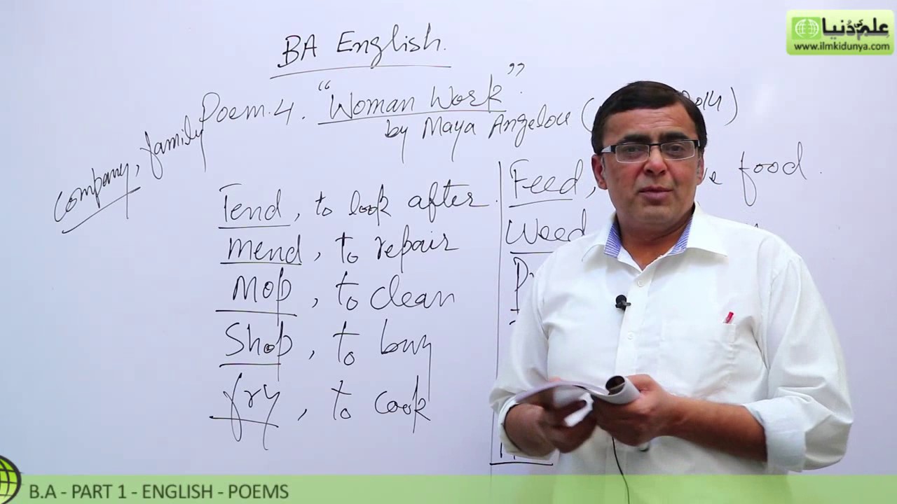 BA poem Women Work, Lec 1 - BA Part 1 - BA English Book 1 Poem PU