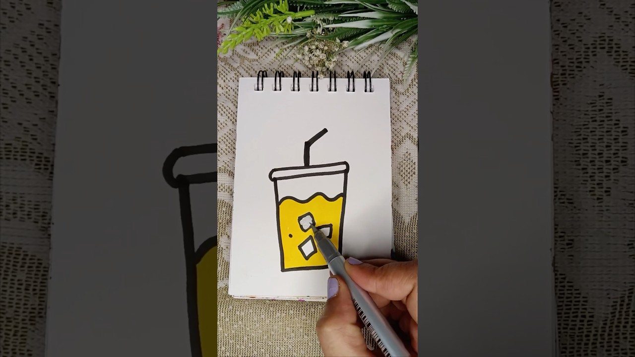 Easy Juice Glass Drawing for Kids! 🍹✨ | Fun & Simple Art Idea #Shorts #ytshorts
