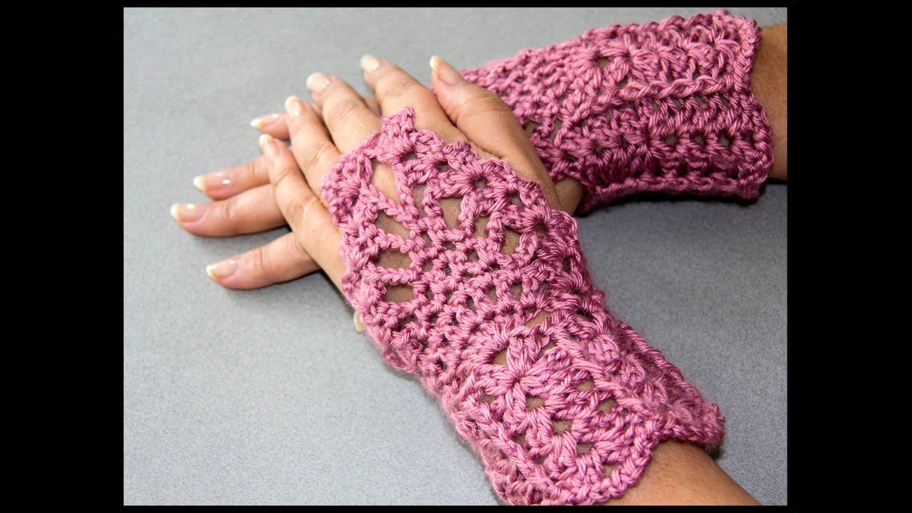 Crochet : Guantes sin dedos (Mitones) 2