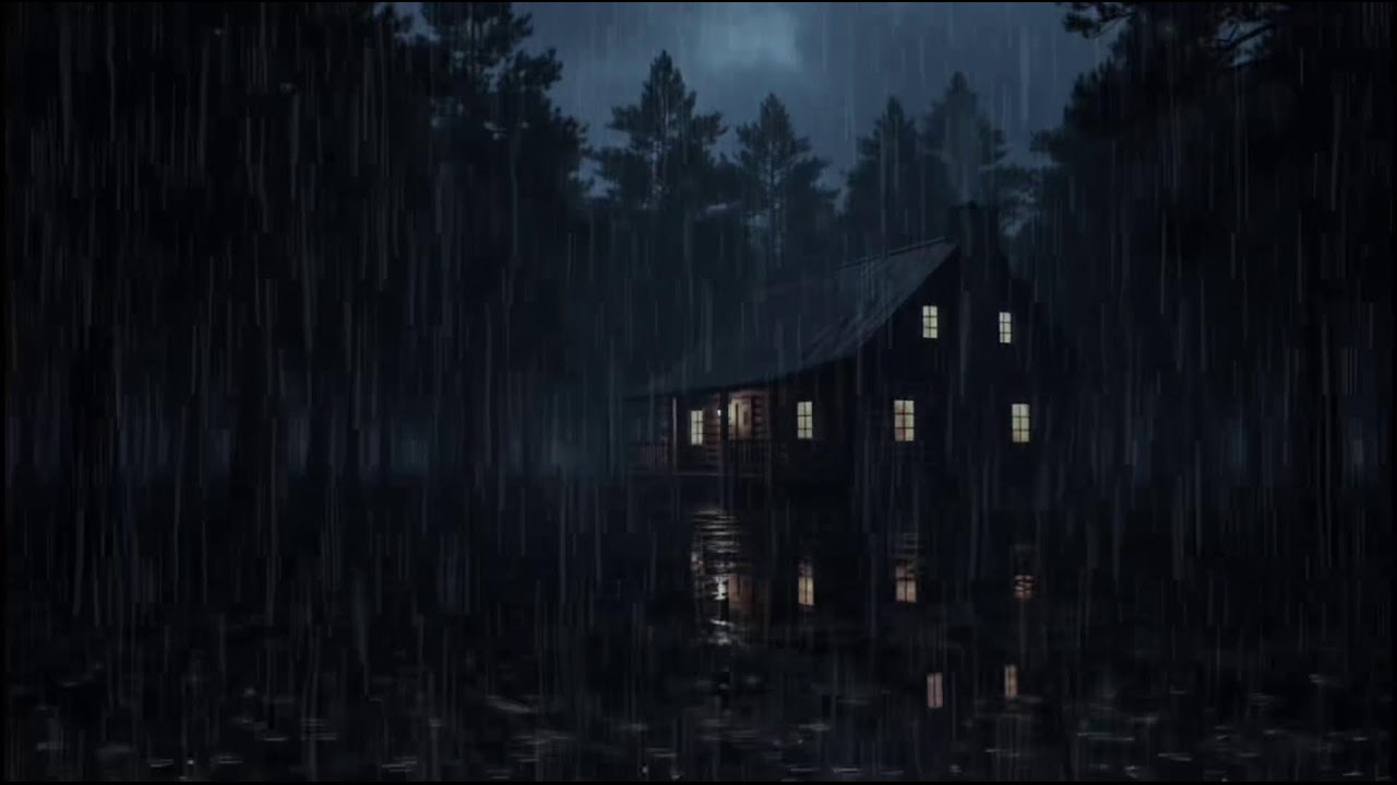 Rainfall and Low Thunder Near a Forest Cabin | Relax and Sleep Naturally