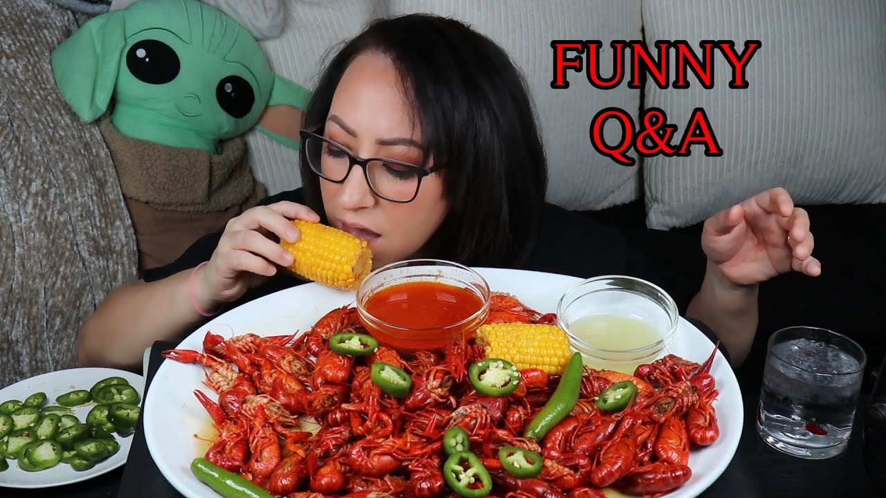 CRAWFISH, CORN, JALAPENOS MUKBANG 3LBS | FUNNY Q&A