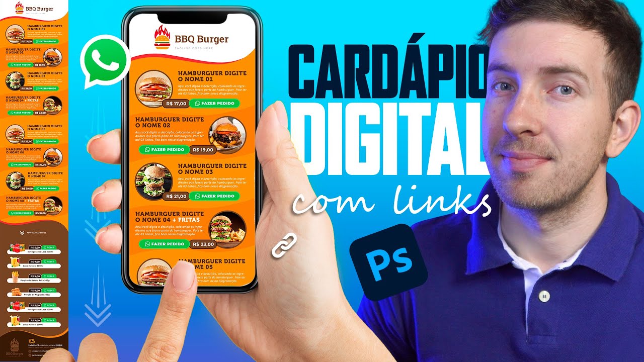 Como fazer Cardápio Digital e Interativo no Photoshop (com Links para Whatsapp)