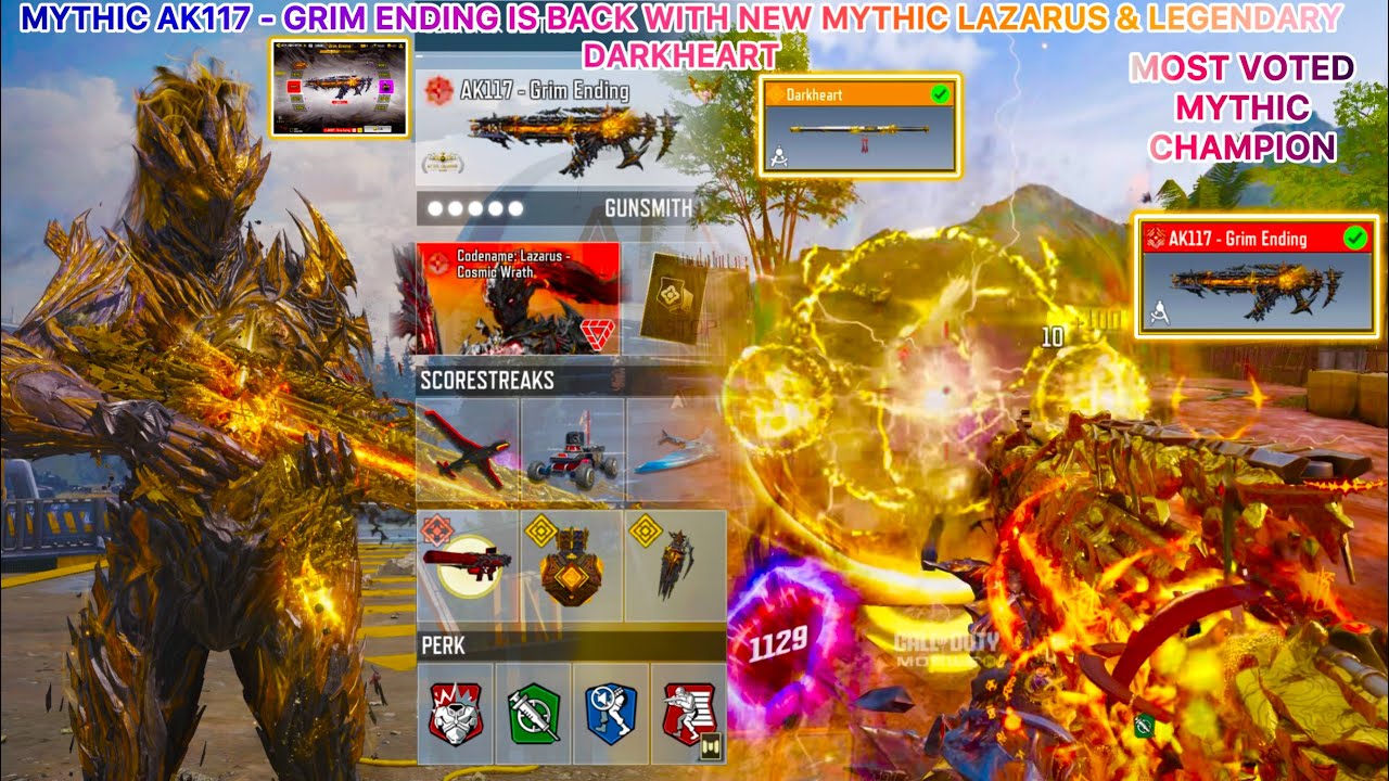 Mythic AK117 - Grim Ending is now back with New Mythic Lazarus to drop MVP CODM SND, TDM & HP Clips🔥