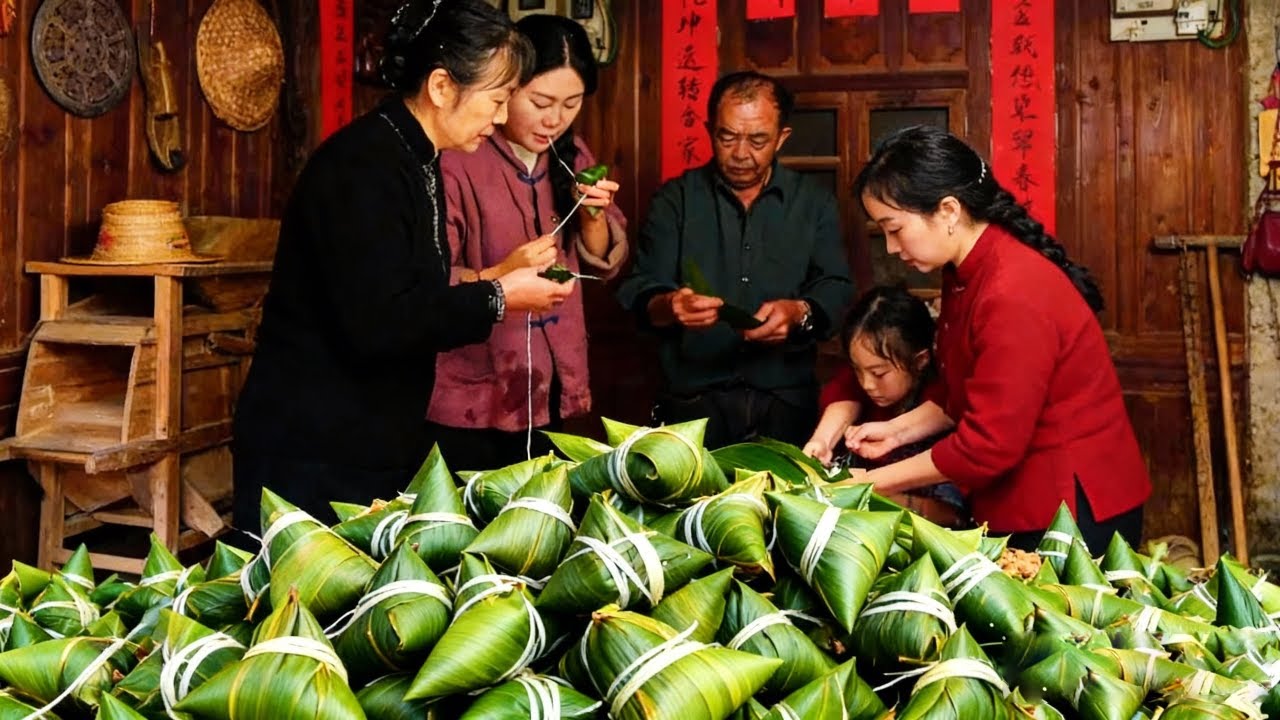 亲手包的粽子，糯米软糯，丝线缠香，藏着家的味道#美食 #农村美食 #乡村美食