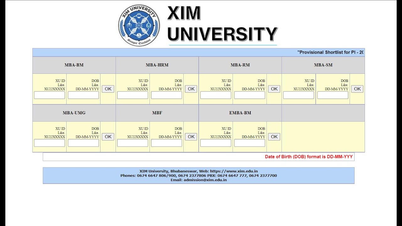 XIMB Calls Out (Dates to be released soon)