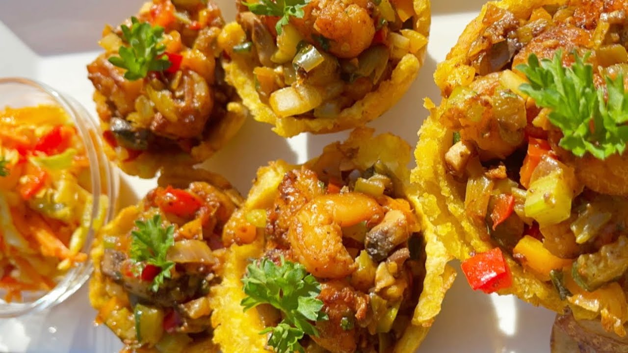 ASMR PLANTAINS CUPS W/SHRIMP| HOW TO MAKE LOADED PLANTAINS CUPS SO EASY AND DELICIOUS | EPISODE 57