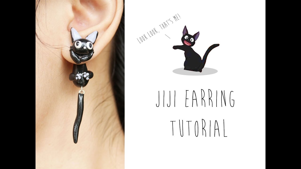 Jiji Cat Polymer Clay Earrings (Kiki's Delivery Service) Tutorial