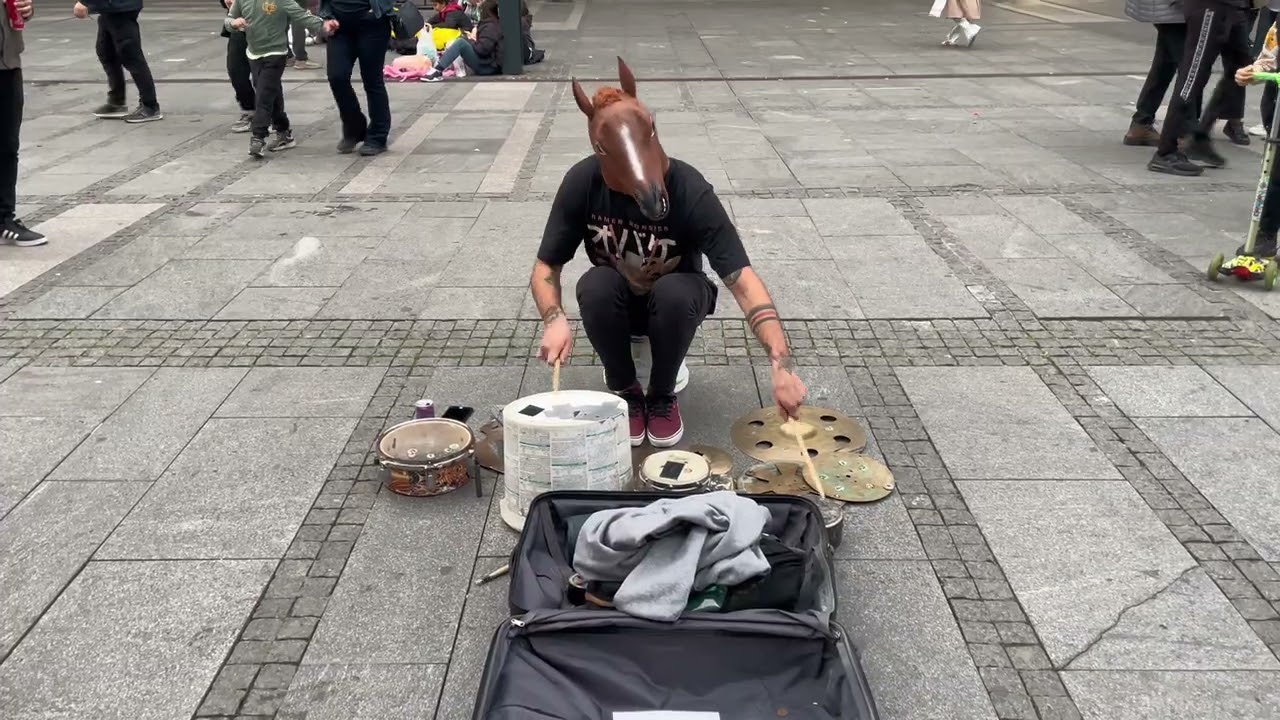 This Street Drummer Stopped Everyone in Belgrade, @rabbitdrummer_