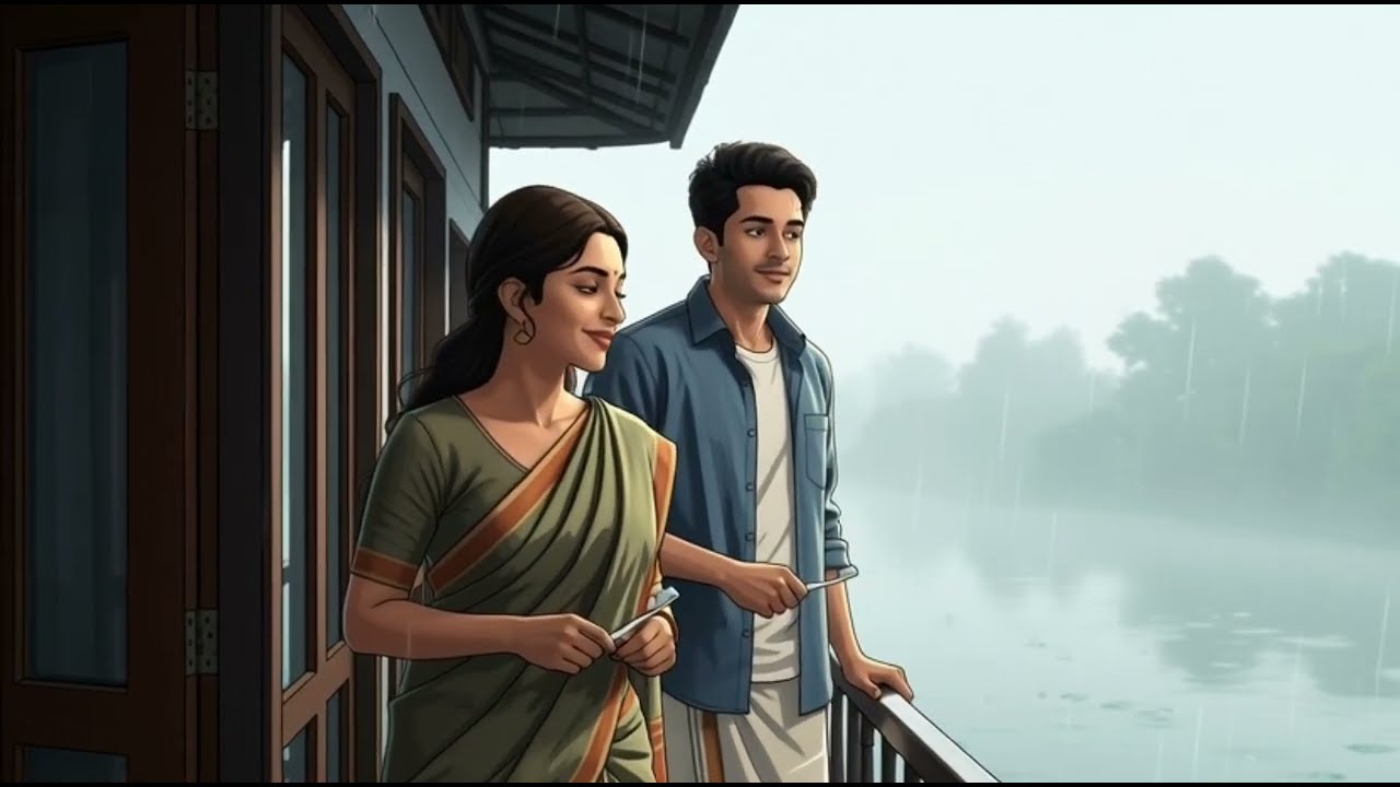A Rainy Day on a Kerala Houseboat ⛈️🏡 | Cozy Ghibli-Style Slow living | ASMR | No Talking.