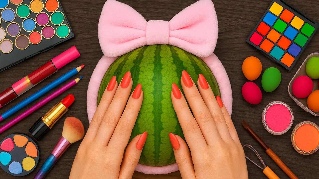 ASMR Makeup on Watermelon (No Talking)