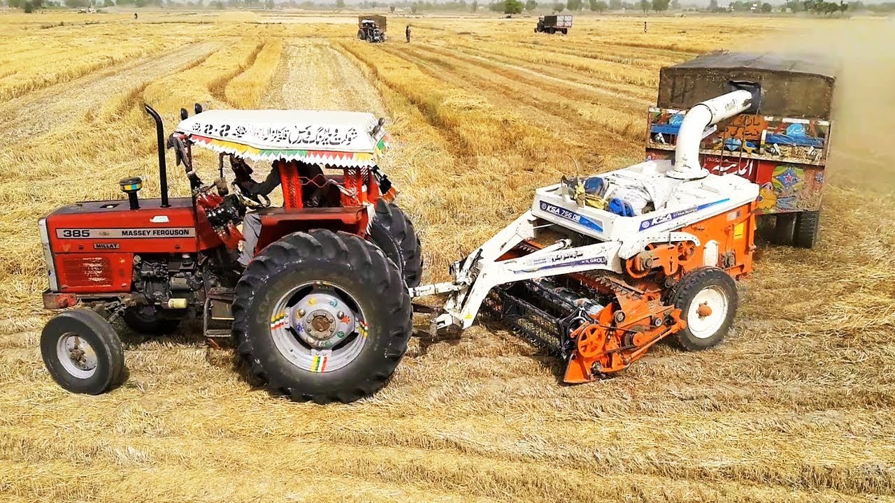 4 (Four) MF385 Tractors with Straw Reaper / Chopper Machines