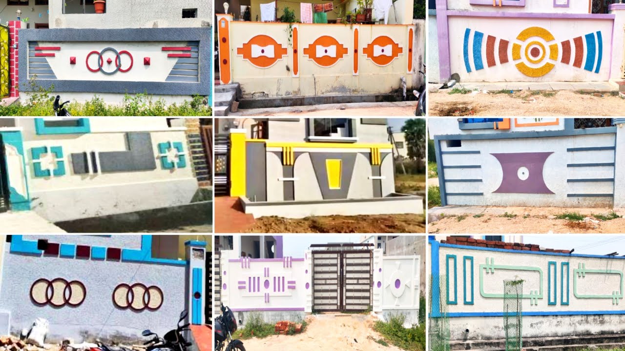 Compound wall design ideas boundary wall Designs modern style compound wall // Village Construction