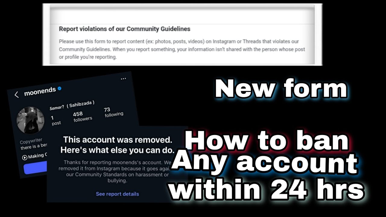 How to ban Instagram account within 24 hrs ! [ New form lounched ] try out until patch ☠️👿