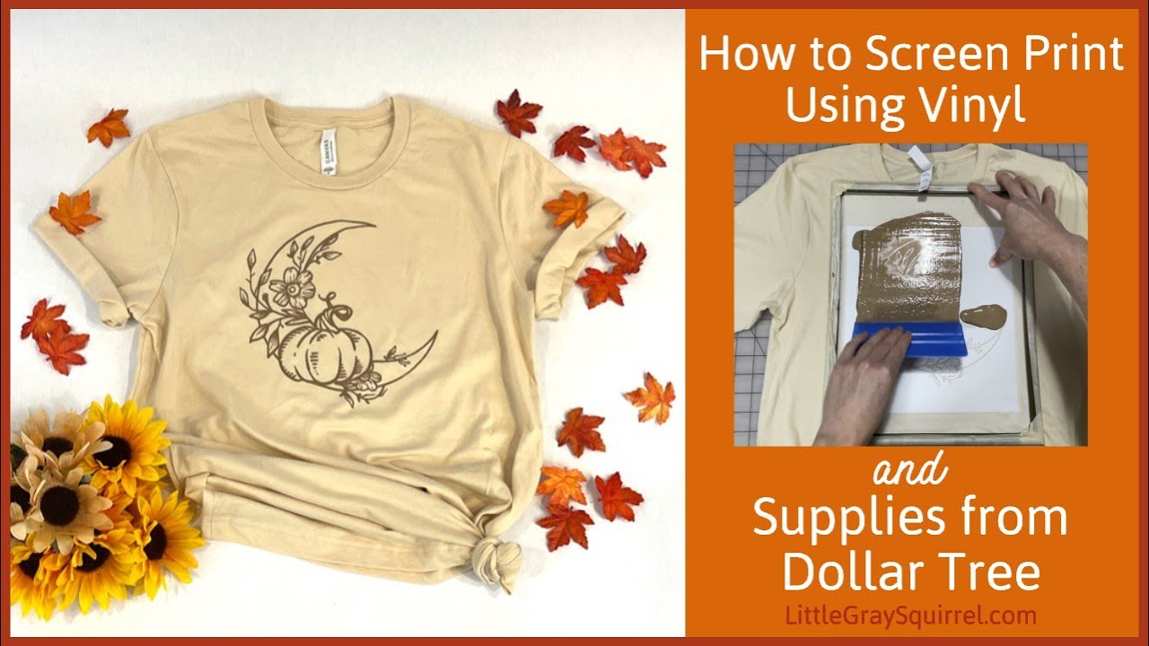 DIY Screen Print T-shirt with Vinyl and Supplies from Dollar Tree