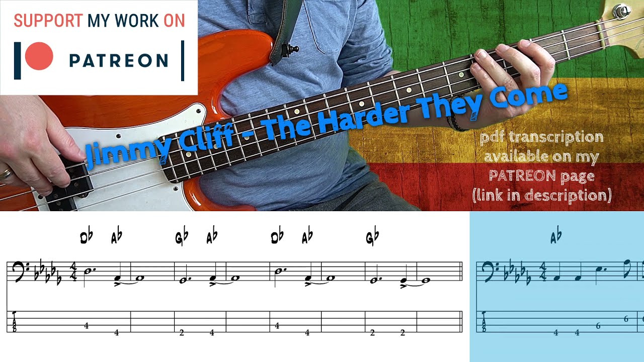 Jimmy Cliff - The Harder They Come (Bass cover with tabs)