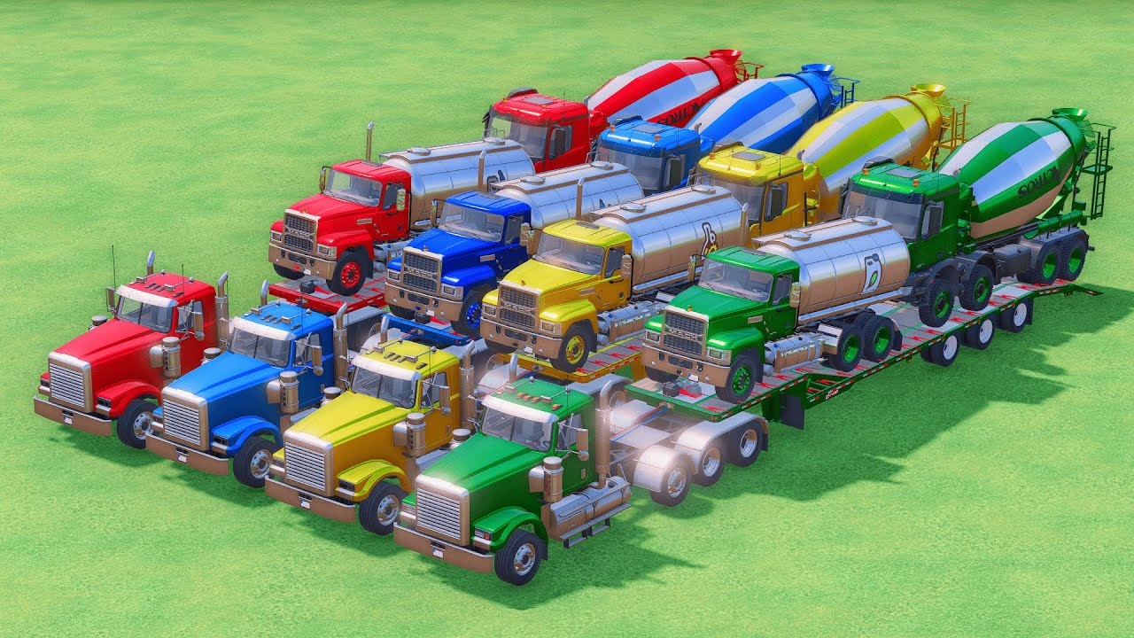 TRANSPORT WITH COLORS | MIXER TRUCK | FLATBED TRAILER | SATISFYING GAMEPLAY | FS22 #20